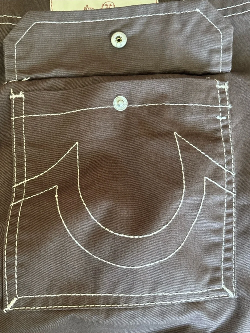 True Religion Men's Brown Cargo Pants with Contrast Stitching